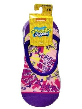 Spongebob Square Pants Women's Socks Size 5-10 Nickelodeon 2 Pairs New